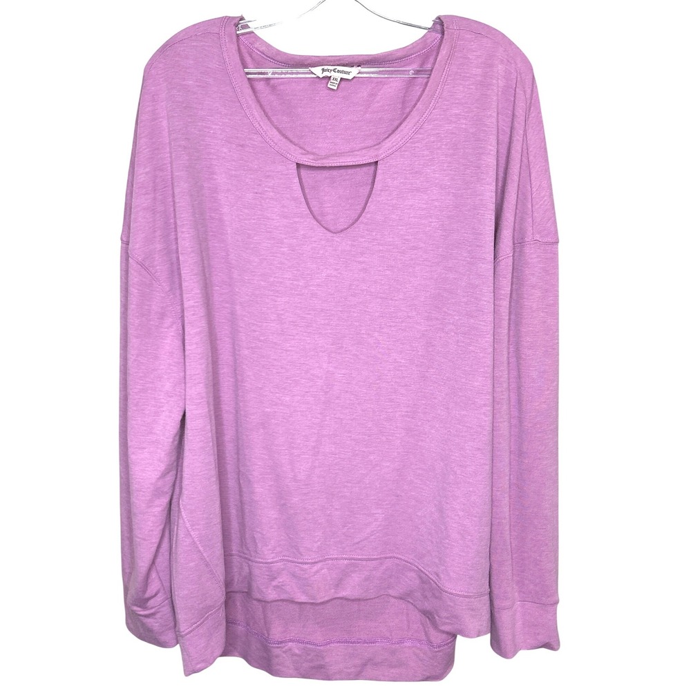 Juicy Couture XXL Womens Purple Cutout Neck Long Sleeve Casual Sweatshirt Top